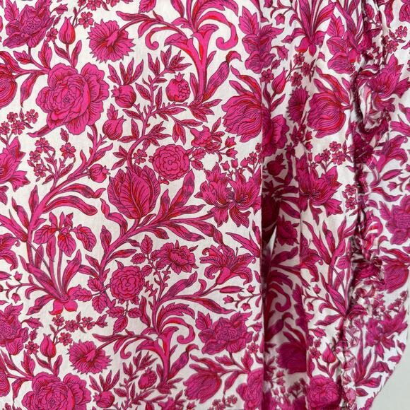 J Crew Liberty London Sambourne Pink Azalea Floral Ruffle Blouse Popover Boho SM - Picture 10 of 14